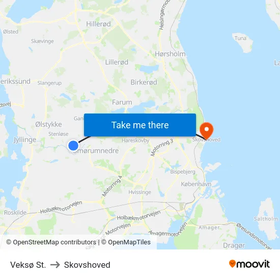 Veksø St. to Skovshoved map