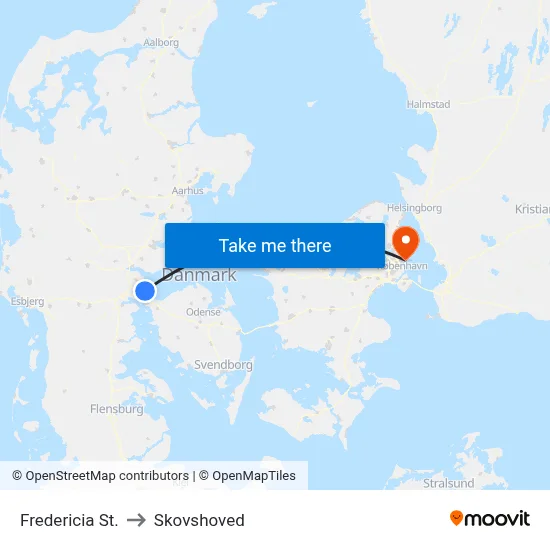 Fredericia St. to Skovshoved map