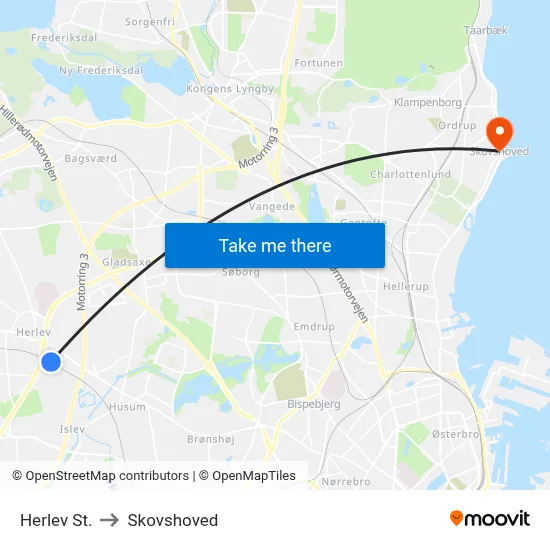 Herlev St. to Skovshoved map