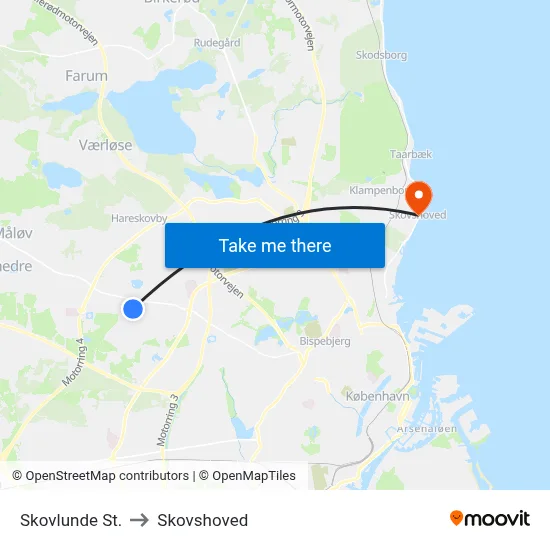 Skovlunde St. to Skovshoved map