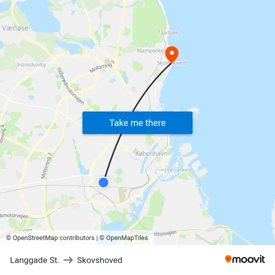 Langgade St. to Skovshoved map