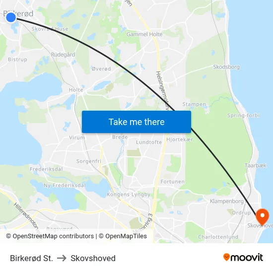 Birkerød St. to Skovshoved map