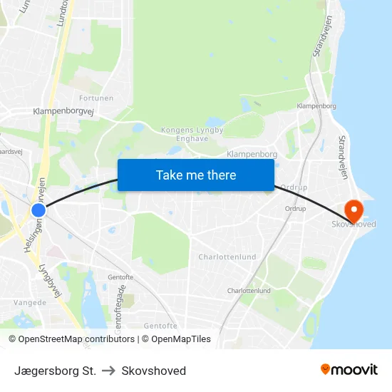Jægersborg St. to Skovshoved map