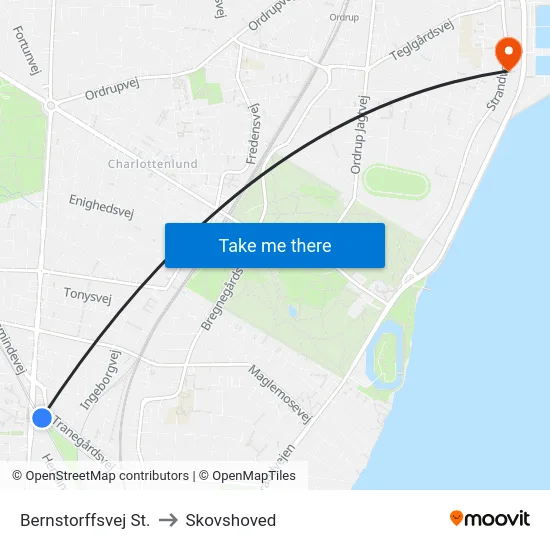 Bernstorffsvej St. to Skovshoved map