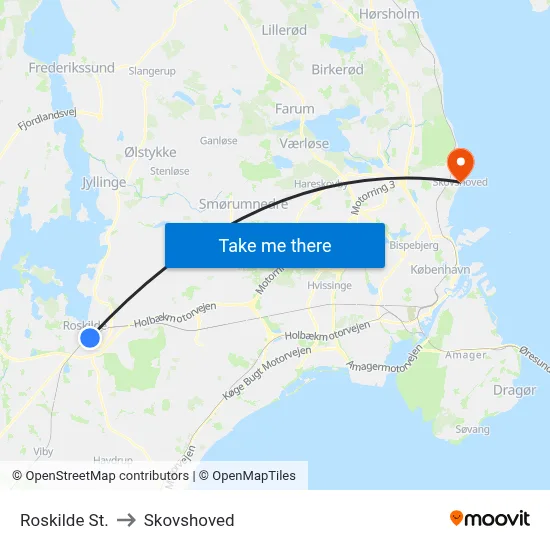 Roskilde St. to Skovshoved map