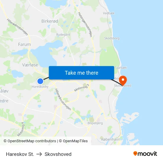 Hareskov St. to Skovshoved map
