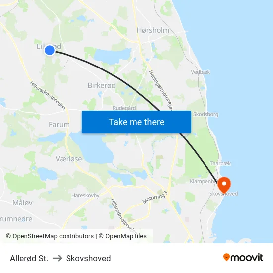 Allerød St. to Skovshoved map