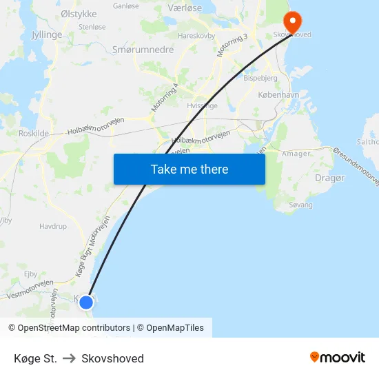 Køge St. to Skovshoved map