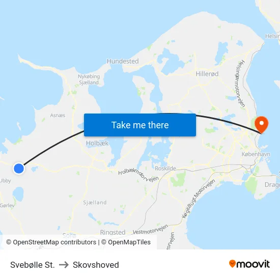 Svebølle St. to Skovshoved map