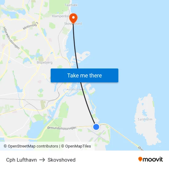 Cph Lufthavn to Skovshoved map