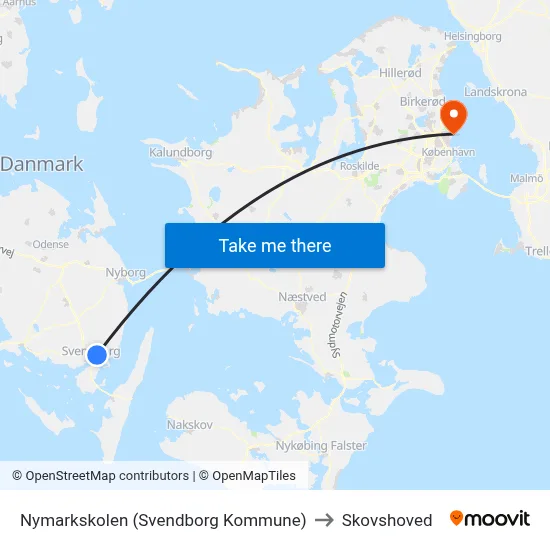 Nymarkskolen (Svendborg Kommune) to Skovshoved map