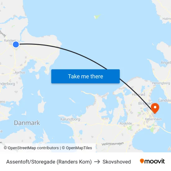 Assentoft/Storegade (Randers Kom) to Skovshoved map