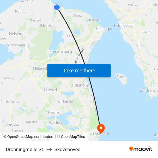 Dronningmølle St. to Skovshoved map