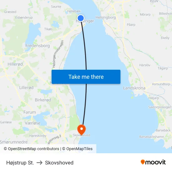 Højstrup St. to Skovshoved map