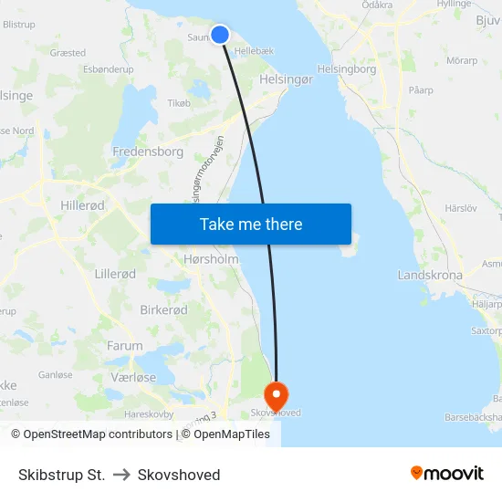 Skibstrup St. to Skovshoved map