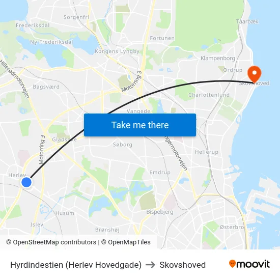Hyrdindestien (Herlev Hovedgade) to Skovshoved map
