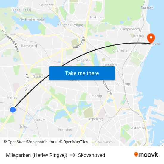 Mileparken (Herlev Ringvej) to Skovshoved map