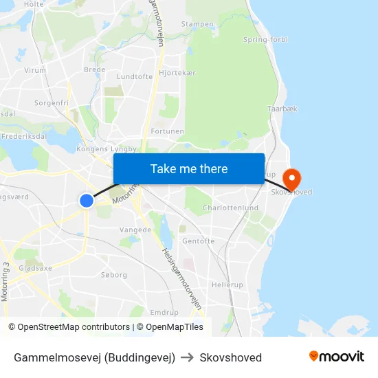 Gammelmosevej (Buddingevej) to Skovshoved map