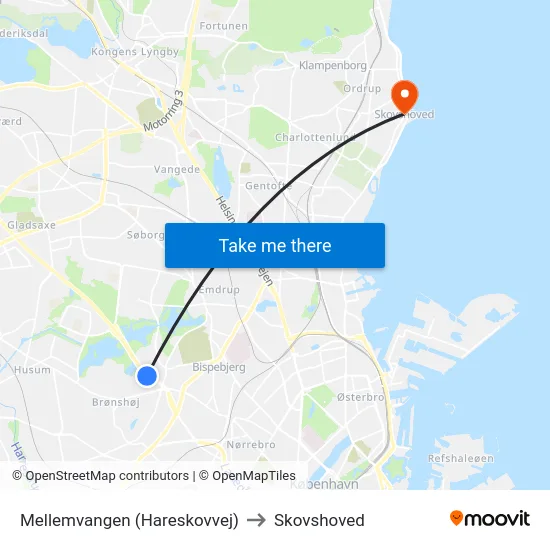 Mellemvangen (Hareskovvej) to Skovshoved map