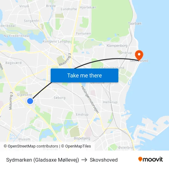 Sydmarken (Gladsaxe Møllevej) to Skovshoved map