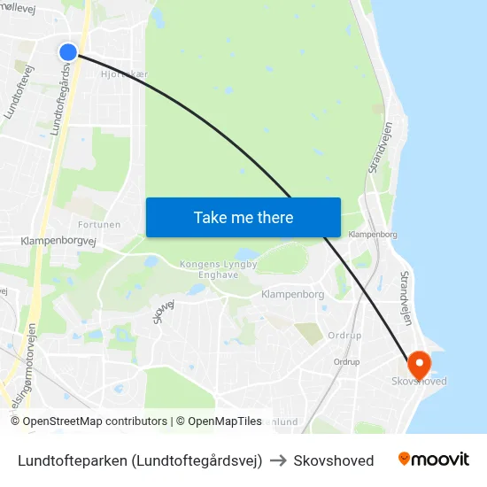 Lundtofteparken (Lundtoftegårdsvej) to Skovshoved map