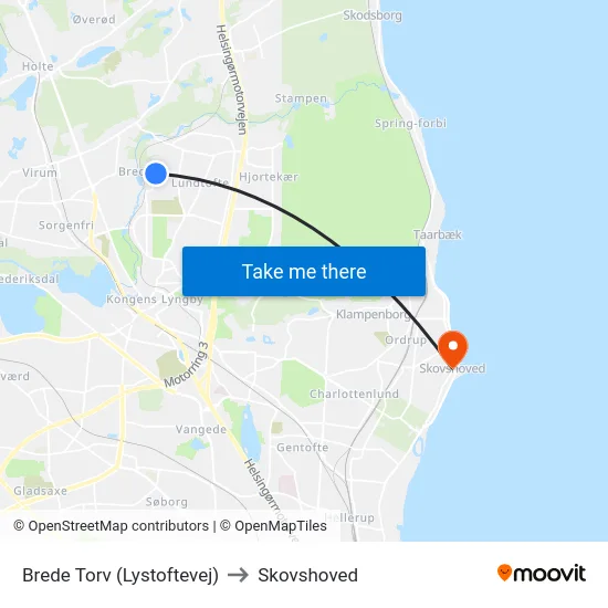 Brede Torv (Lystoftevej) to Skovshoved map