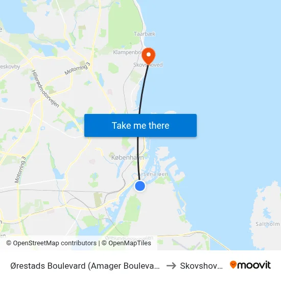 Ørestads Boulevard (Amager Boulevard) to Skovshoved map