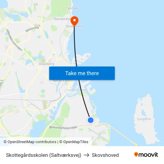 Skottegårdsskolen (Saltværksvej) to Skovshoved map