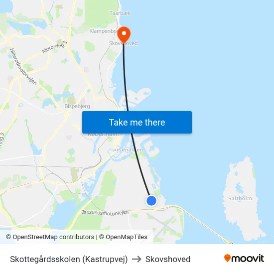 Skottegårdsskolen (Kastrupvej) to Skovshoved map