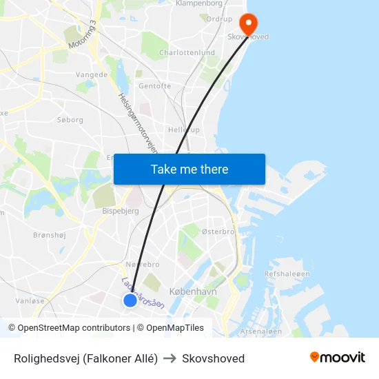 Rolighedsvej (Falkoner Allé) to Skovshoved map