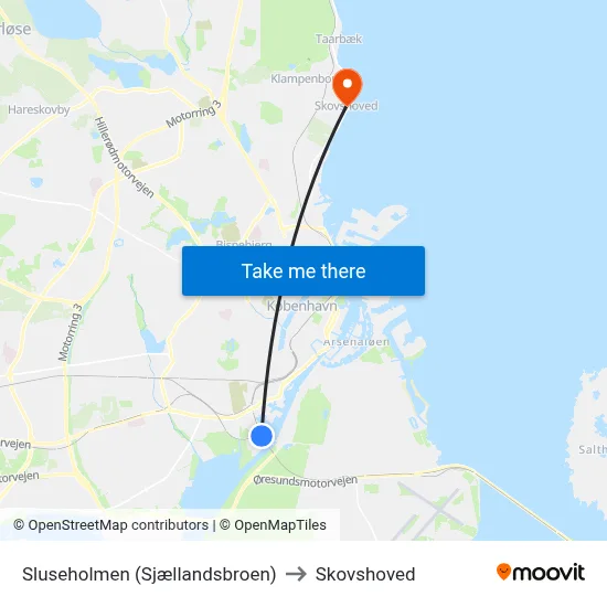 Sluseholmen (Sjællandsbroen) to Skovshoved map