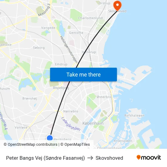 Peter Bangs Vej (Søndre Fasanvej) to Skovshoved map