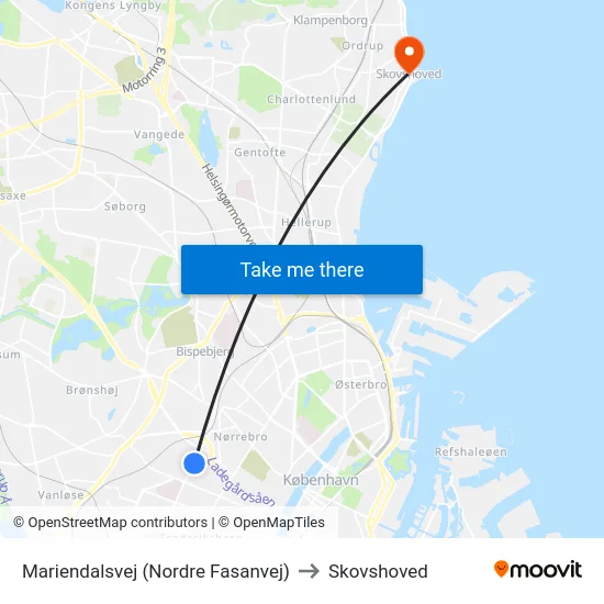 Mariendalsvej (Nordre Fasanvej) to Skovshoved map