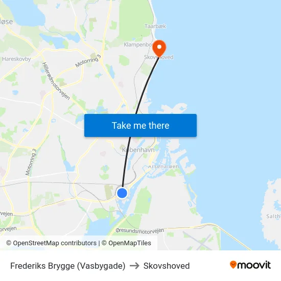 Frederiks Brygge (Vasbygade) to Skovshoved map