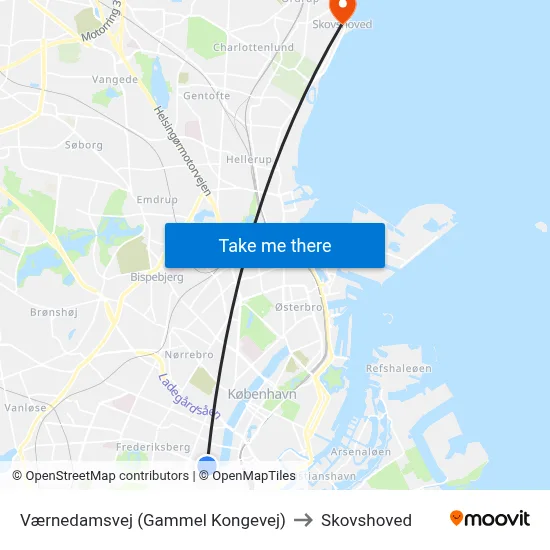 Værnedamsvej (Gammel Kongevej) to Skovshoved map