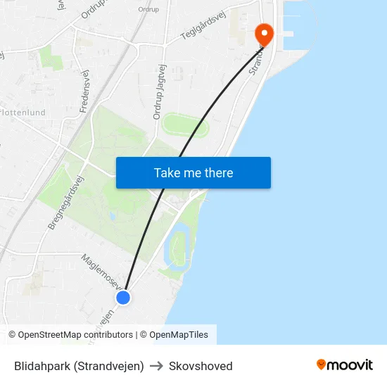 Blidahpark (Strandvejen) to Skovshoved map