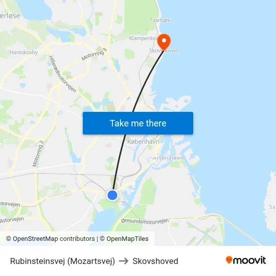 Rubinsteinsvej (Mozartsvej) to Skovshoved map