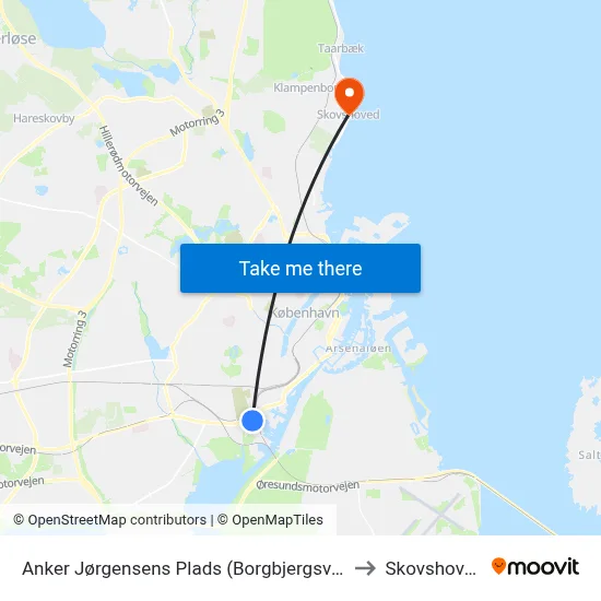 Anker Jørgensens Plads (Borgbjergsvej) to Skovshoved map