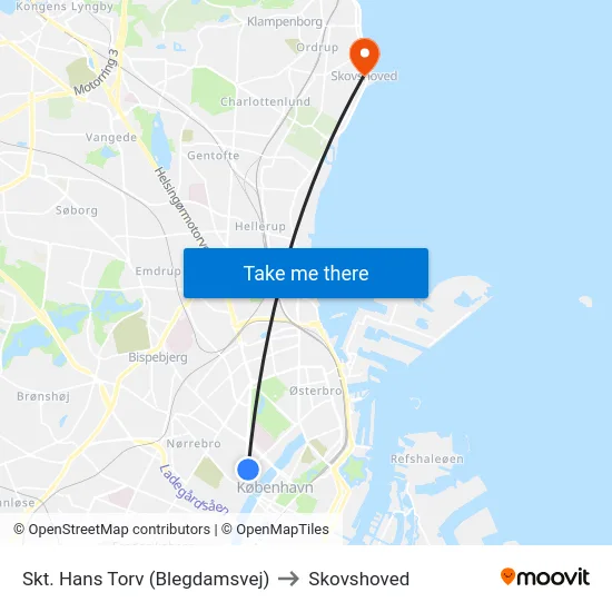 Skt. Hans Torv (Blegdamsvej) to Skovshoved map