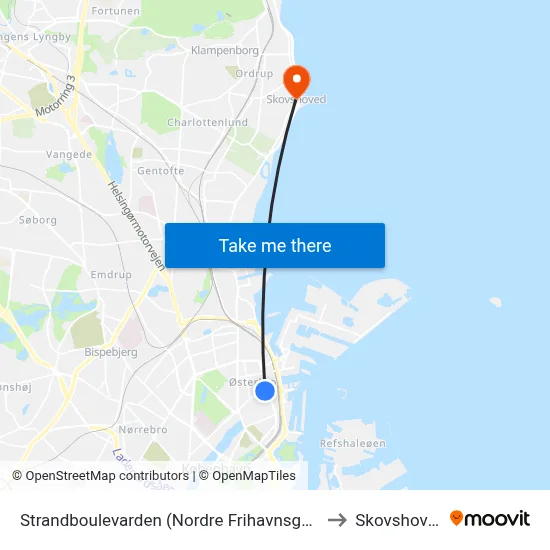 Strandboulevarden (Nordre Frihavnsgade) to Skovshoved map