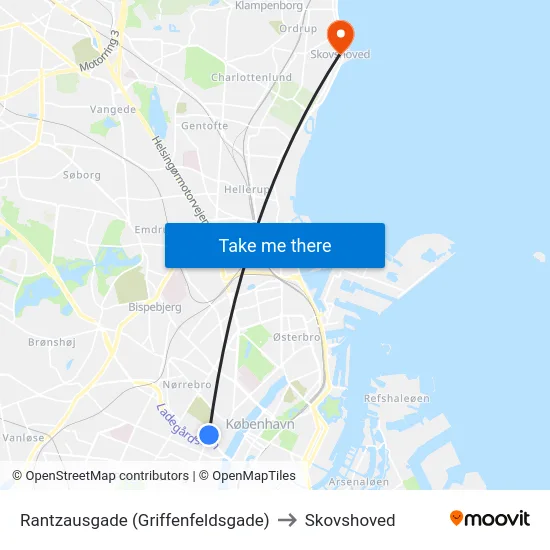 Rantzausgade (Griffenfeldsgade) to Skovshoved map