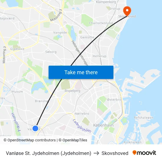 Vanløse St. Jydeholmen (Jydeholmen) to Skovshoved map