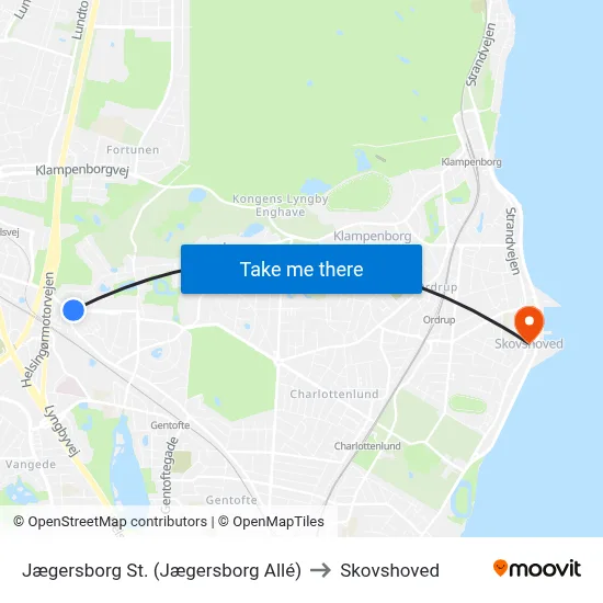 Jægersborg St. (Jægersborg Allé) to Skovshoved map
