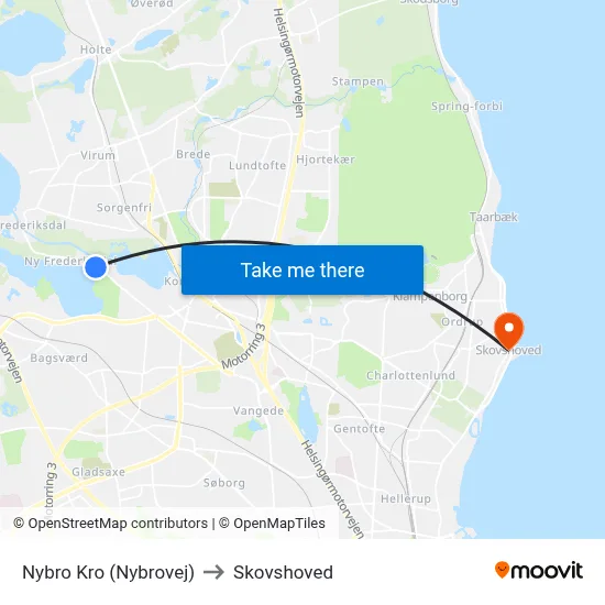 Nybro Kro (Nybrovej) to Skovshoved map