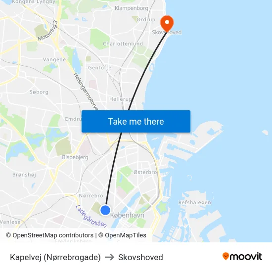 Kapelvej (Nørrebrogade) to Skovshoved map