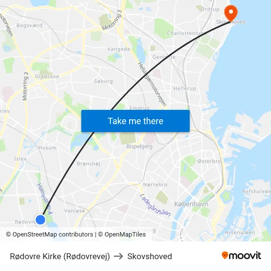Rødovre Kirke (Rødovrevej) to Skovshoved map