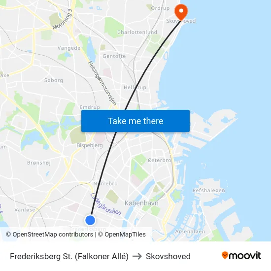 Frederiksberg St. (Falkoner Allé) to Skovshoved map