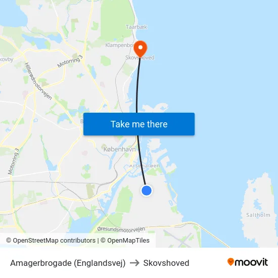 Amagerbrogade (Englandsvej) to Skovshoved map