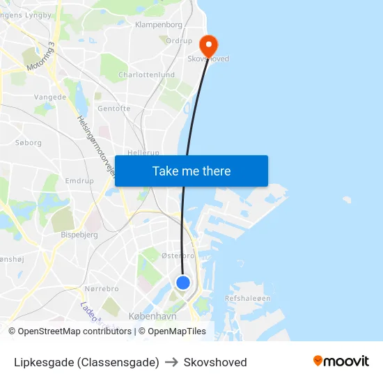 Lipkesgade (Classensgade) to Skovshoved map