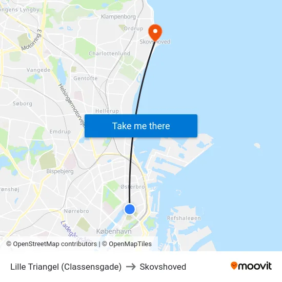 Lille Triangel (Classensgade) to Skovshoved map